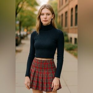 Cotton Candy LA Womens Black Fuzzy Cropped Sweater.